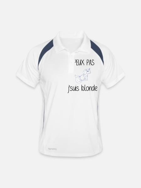 j'peux pas j'suis blonde - Polo respirant Homme - blanc/marine - Devant