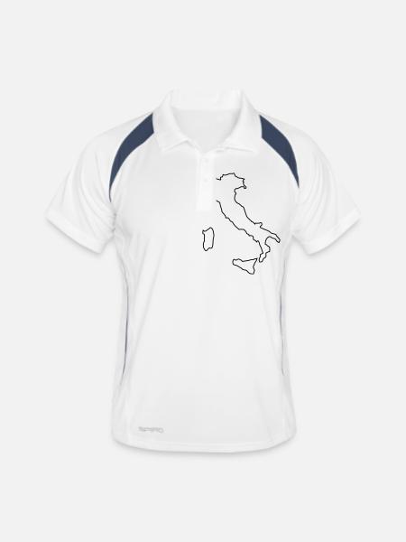 Italia - Umriss - Männer Polo atmungsaktiv - Weiß/Navy - Vorne