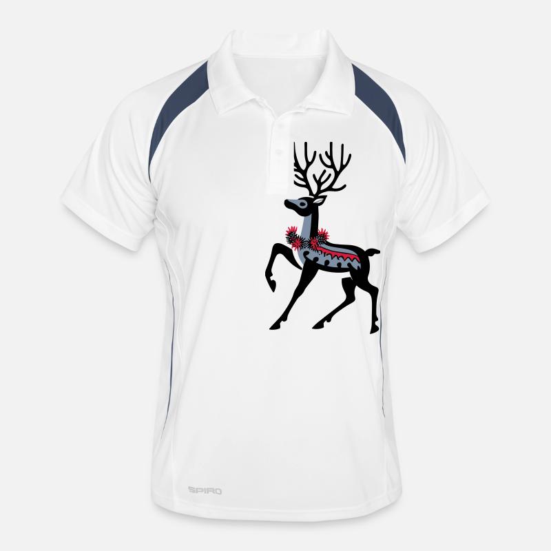 Weihnachten - Männer Polo atmungsaktiv - Weiß/Navy
