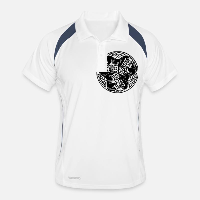 3 Pferde - Männer Polo atmungsaktiv - Weiß/Navy