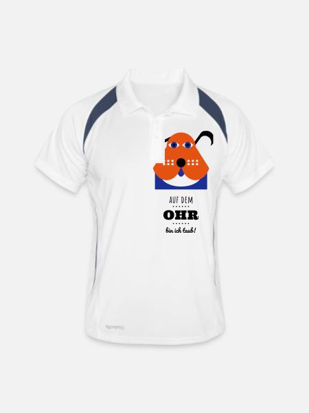 Bernie-hört-nix - Männer Polo atmungsaktiv - Weiß/Navy - Vorne