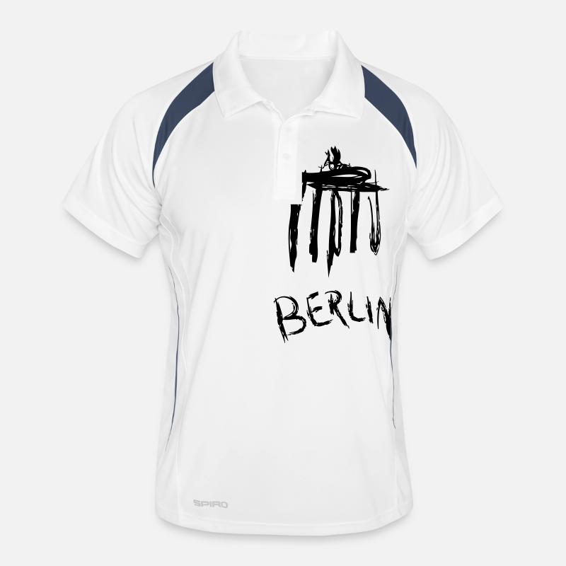 berlin - Männer Polo atmungsaktiv - Weiß/Navy