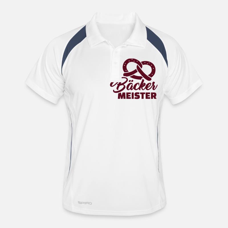 Bäcker - Männer Polo atmungsaktiv - Weiß/Navy