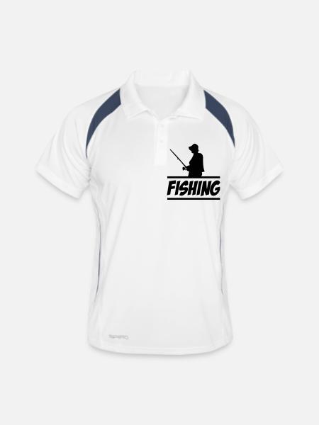 Fishing - Männer Polo atmungsaktiv - Weiß/Navy - Vorne