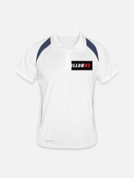 FOLLOW ME - Männer Polo atmungsaktiv - Weiß/Navy - Vorne