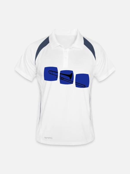 Trombone trombone motif band musicians, jazz and - Men's Polo breathable - white/navy - Front