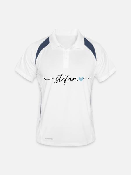 Stefan Name Calligraphy Font - Men's Polo breathable - white/navy - Front