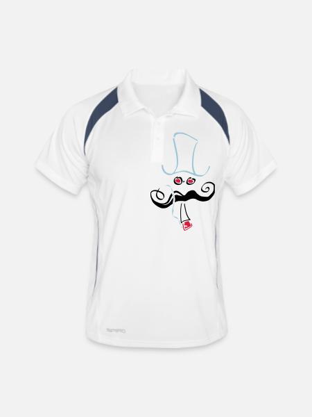 hipster_13.ai - Männer Polo atmungsaktiv - Weiß/Navy - Vorne