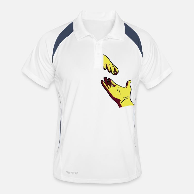 Hand reichen geben - Männer Polo atmungsaktiv - Weiß/Navy