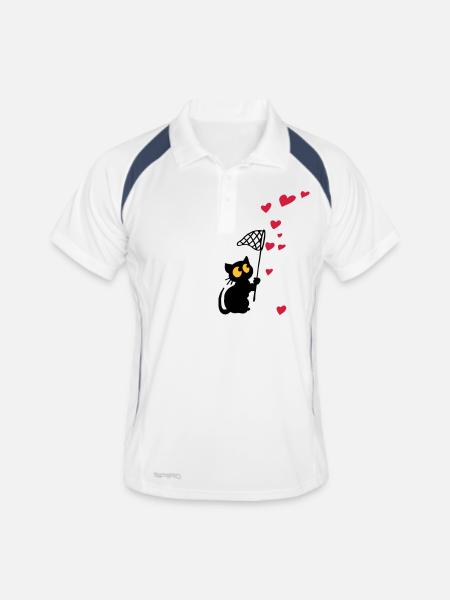 Georgie mit Herzchen - Männer Polo atmungsaktiv - Weiß/Navy - Vorne