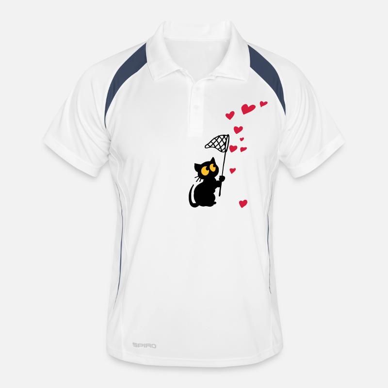 Georgie mit Herzchen - Männer Polo atmungsaktiv - Weiß/Navy