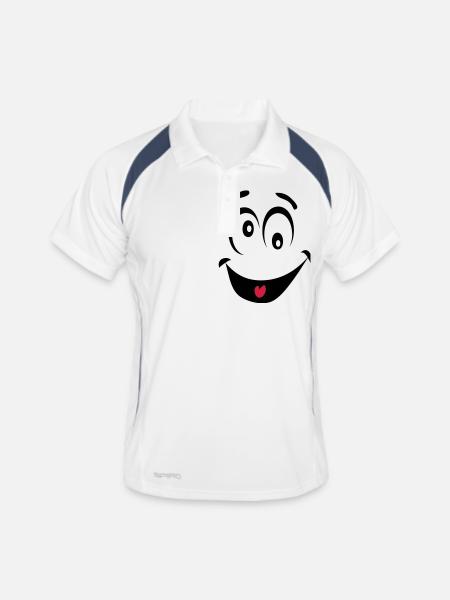 smiley dingue1 - Polo respirant Homme - blanc/marine - Devant