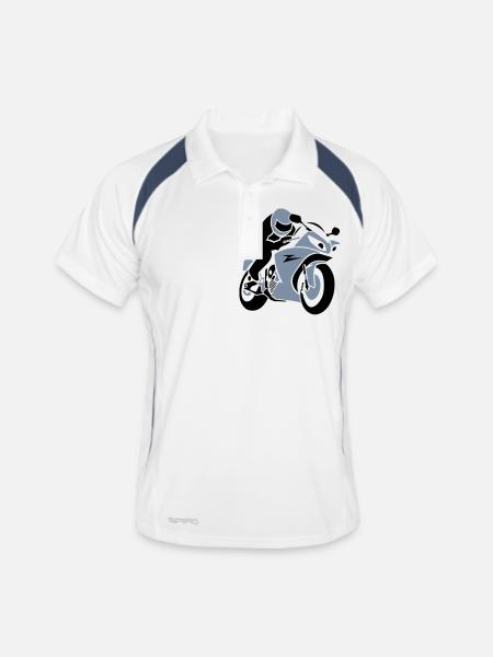 Motards / moto racer (2c) - Polo respirant Homme - blanc/marine - Devant