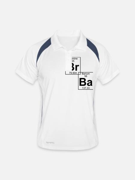 Br-Ba (brba) - Full - Männer Polo atmungsaktiv - Weiß/Navy - Vorne