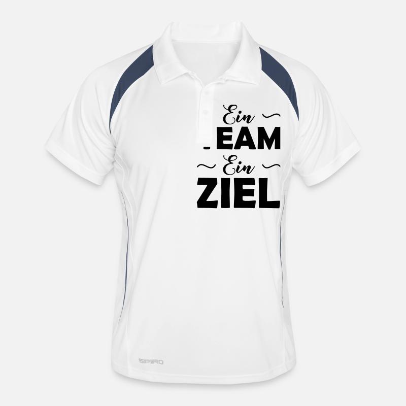 ein_team_ein_ziel - Männer Polo atmungsaktiv - Weiß/Navy