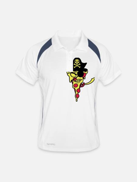 Nasty Fast Food Pizza Pirate Captain Eye Patch - Men's Polo breathable - white/navy - Front
