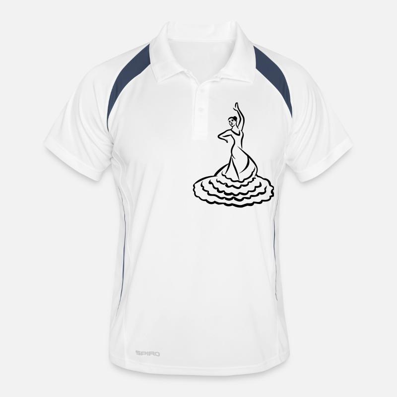 Flamenco - Männer Polo atmungsaktiv - Weiß/Navy