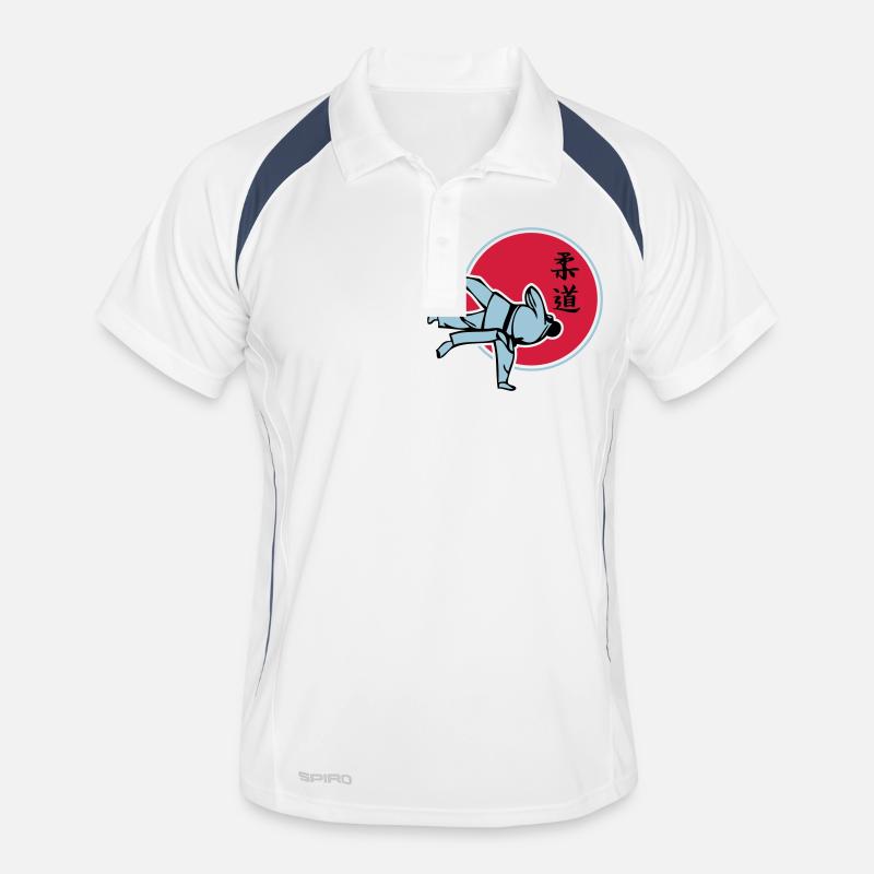 Judo dreifarbig - Männer Polo atmungsaktiv - Weiß/Navy