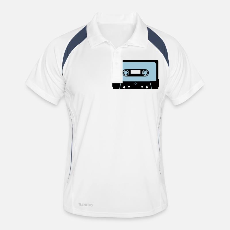 kassette02_2f - Männer Polo atmungsaktiv - Weiß/Navy