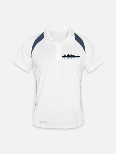 Skyline - Erfurt - Männer Polo atmungsaktiv - Weiß/Navy - Vorne