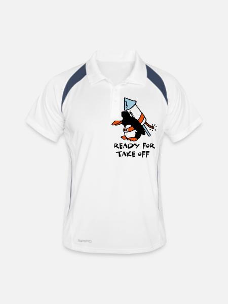 rocket_pinguin_white_c_3c - Polo respirant Homme - blanc/marine - Devant