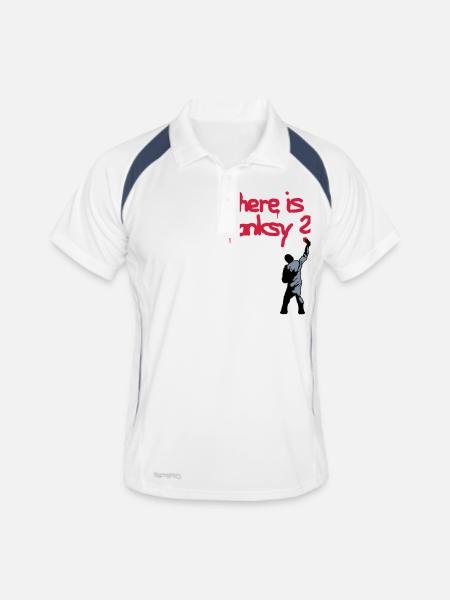 où est banksy - Polo respirant Homme - blanc/marine - Devant