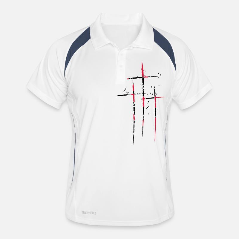 3 croix design pattern scratch cool symbole vieux Polo respirant Homme