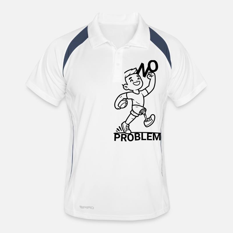 Bein Prothese ? Kein Problem ! - Männer Polo atmungsaktiv - Weiß/Navy