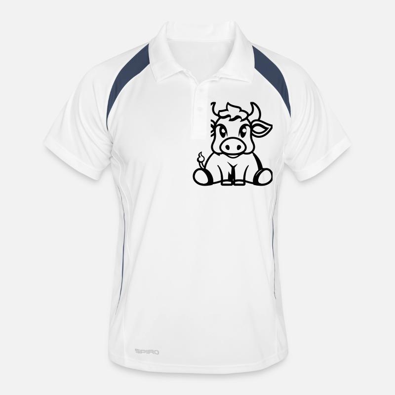 kuh - Männer Polo atmungsaktiv - Weiß/Navy