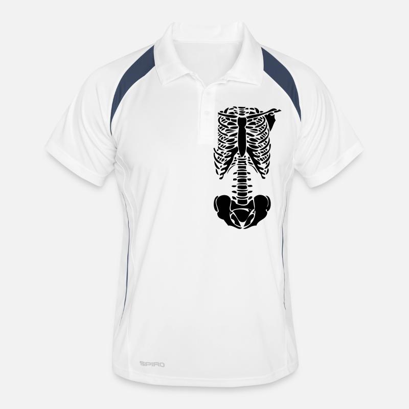 squelette - Polo respirant Homme - blanc/marine