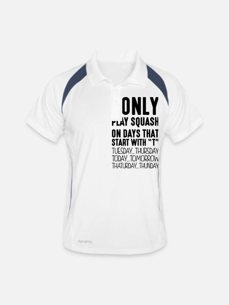 i only play squash on days that end in t - Men's Polo breathable - white/navy - Front