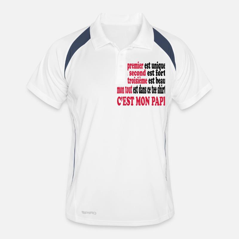 Mon papi est beau - Männer Polo atmungsaktiv - Weiß/Navy