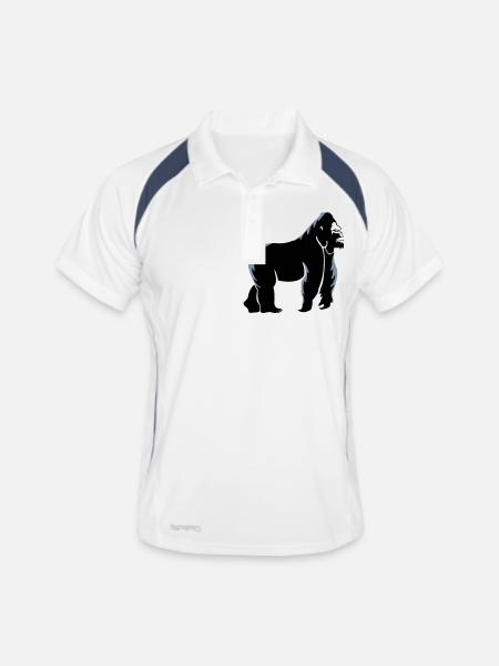 gorilla_002 - Männer Polo atmungsaktiv - Weiß/Navy - Vorne