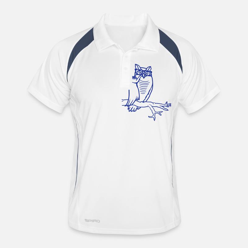 Owl Pipe Smoking Old Grandpa Eagle Owl Branch Tree Forest Men's Polo breathable