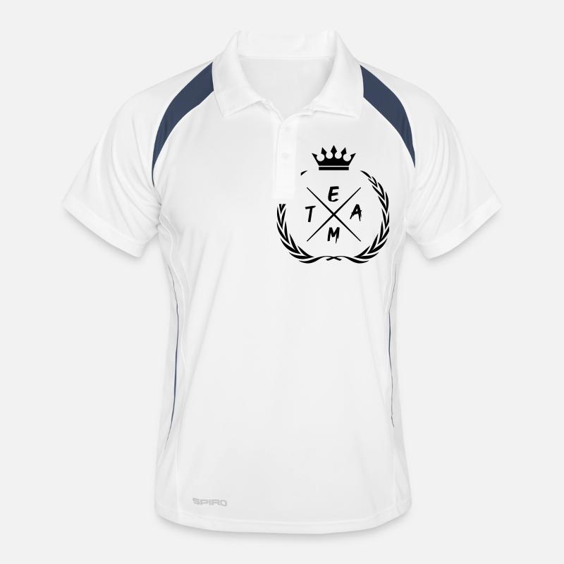 team 1 - Männer Polo atmungsaktiv - Weiß/Navy
