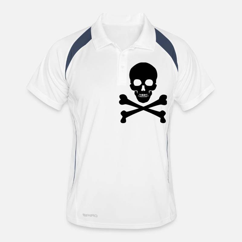 Skull & Bones - Männer Polo atmungsaktiv - Weiß/Navy