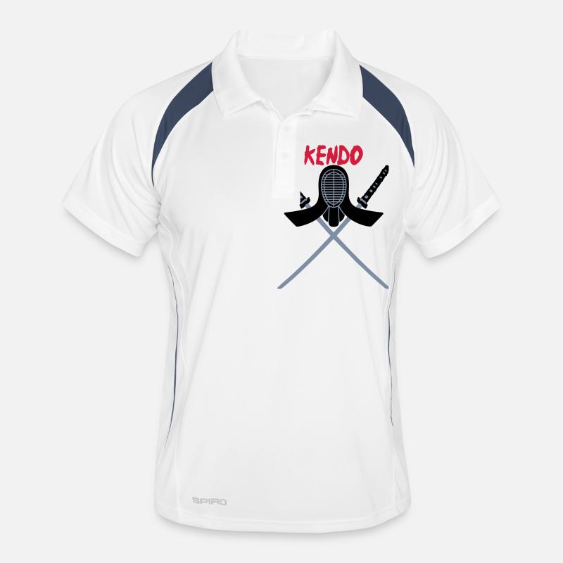 KENDO - Männer Polo atmungsaktiv - Weiß/Navy
