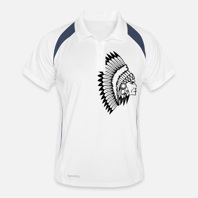 Fier chef indien visage tête côté Polo respirant Homme