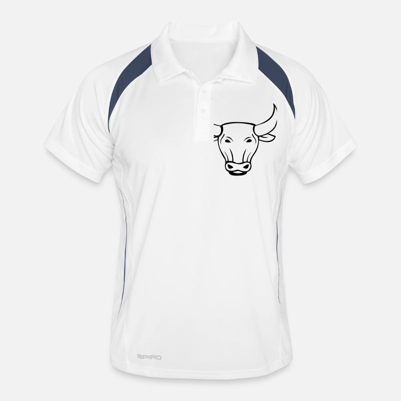 stier 01 - Männer Polo atmungsaktiv - Weiß/Navy