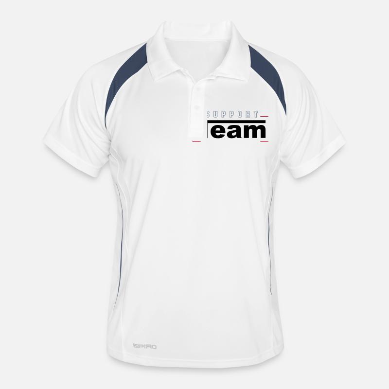 Support Team - Männer Polo atmungsaktiv - Weiß/Navy