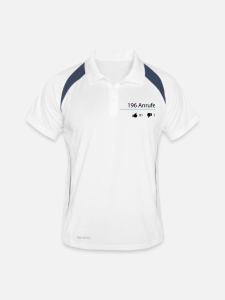 Anruflike - Männer Polo atmungsaktiv - Weiß/Navy - Vorne