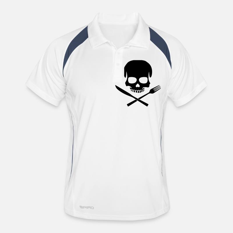 Kitchen Skull - Männer Polo atmungsaktiv - Weiß/Navy