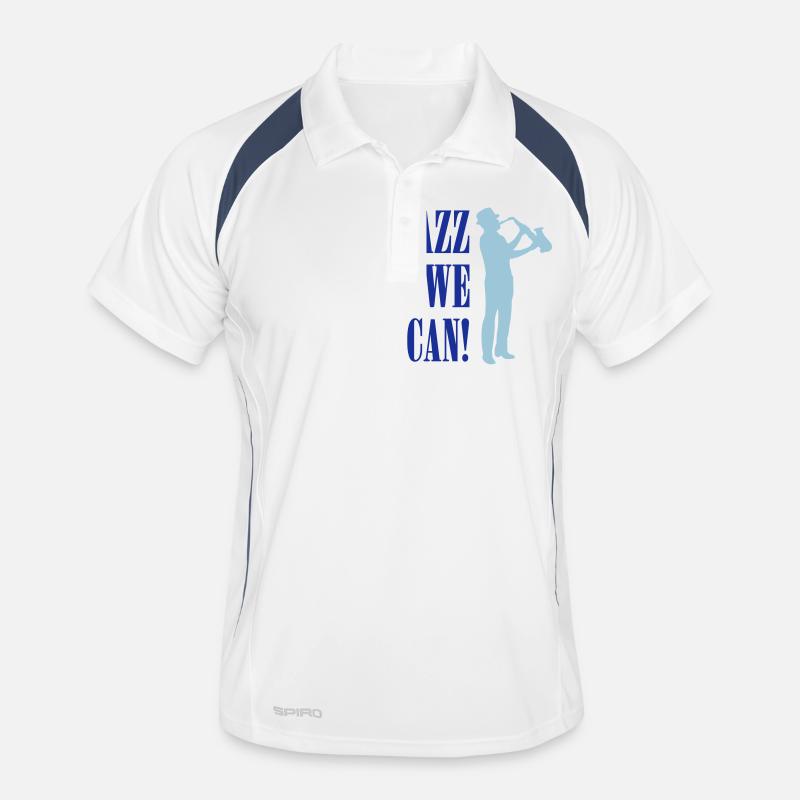 jazz_we_can_2c - Männer Polo atmungsaktiv - Weiß/Navy