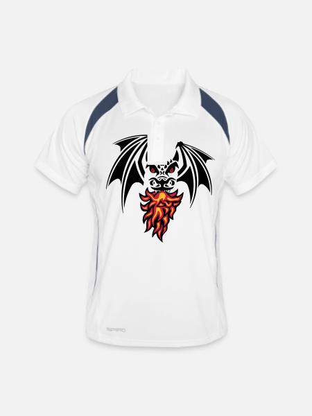 asymmetric black dragon - Männer Polo atmungsaktiv - Weiß/Navy - Vorne