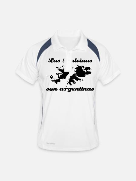 Las Malvinas son argentinas! - Männer Polo atmungsaktiv - Weiß/Navy - Vorne