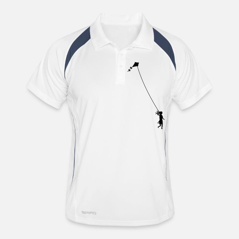 Let´s go fly a kite! - Männer Polo atmungsaktiv - Weiß/Navy