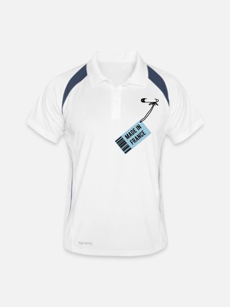 Made in France - Polo respirant Homme - blanc/marine - Devant