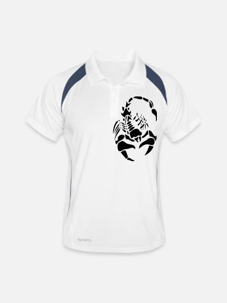 skorpion schwarz - Männer Polo atmungsaktiv - Weiß/Navy - Vorne