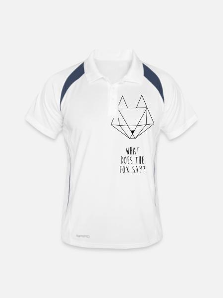 What does the fox say - Männer Polo atmungsaktiv - Weiß/Navy - Vorne