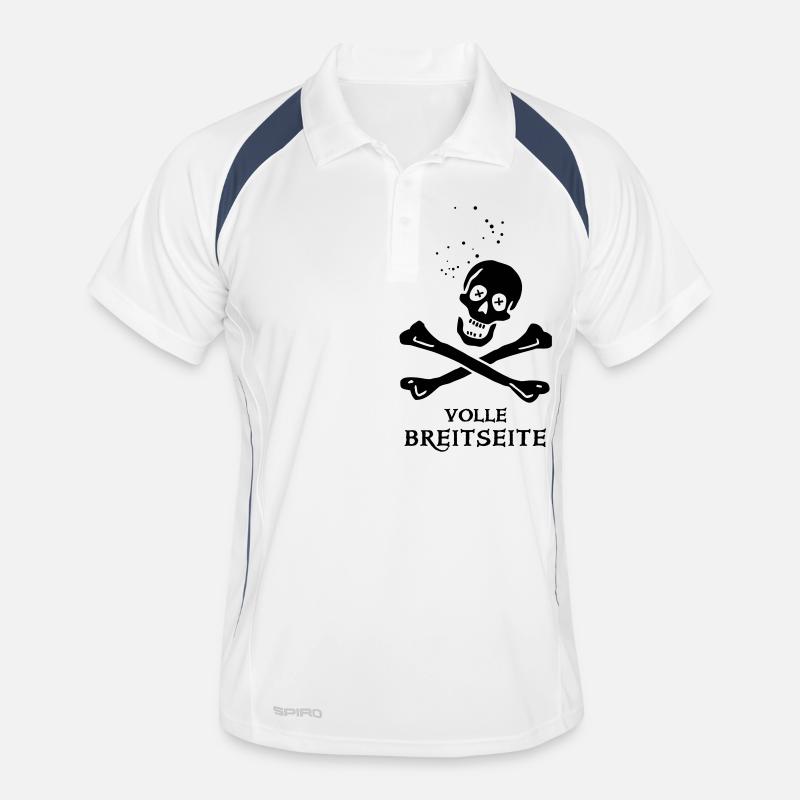 ~ Volle Breitseite ~ - Männer Polo atmungsaktiv - Weiß/Navy